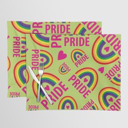 Rainbow Pride and Pink Hearts Placemat