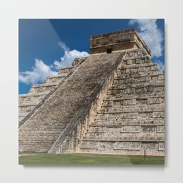 Mexico Photography - Ancient Pyramid Under The Blue Sky Metal Print