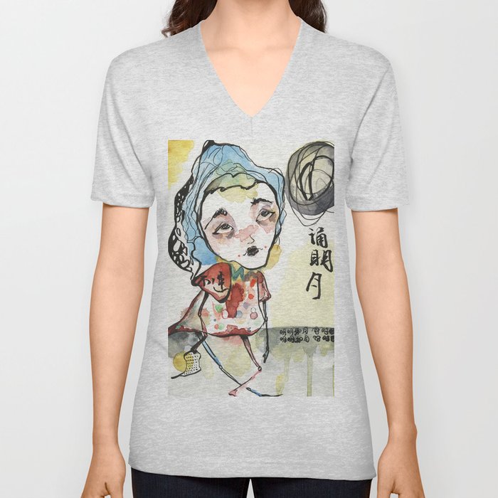 Talking to the Moon V Neck T Shirt