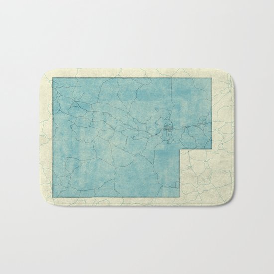 Utah State Map Blue Vintage Bath Mat