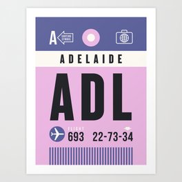 Luggage Tag A - ADL Adelaide Australia Art Print