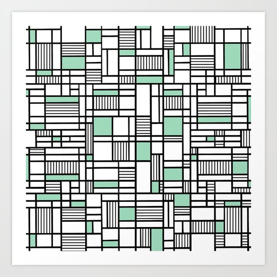 Map Lines Mint Art Print