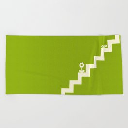 Simple minimal stairs with flower and sprout 5 Beach Towel