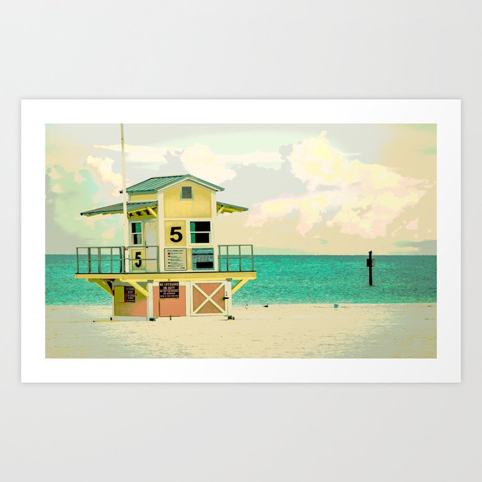 Summer Beach Lifeguard Hut Art Print