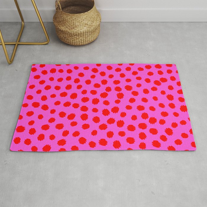 Keep me Wild Animal Print - Pink with Red Spots Rug