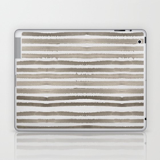 Simply Shibori Stripes Earth Brown on Lunar Gray Laptop & iPad Skin