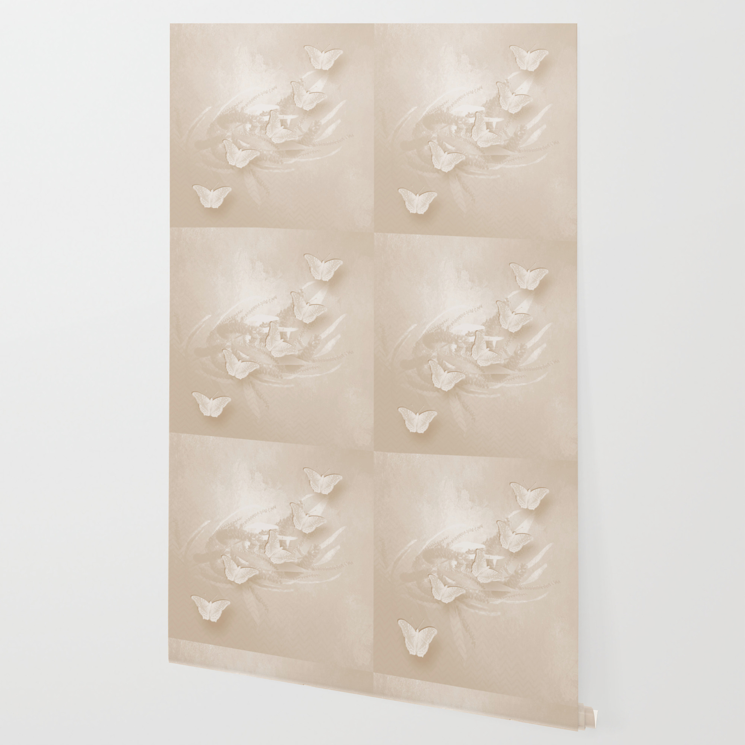 Fabulous Butterflies And Wattle With Textured Chevron Pattern In