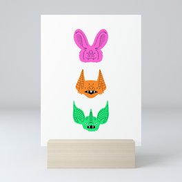Colorful halloween bat animal face cartoon print Mini Art Print