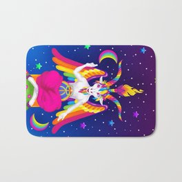 1997 Neon Rainbow Baphomet Badematte | Thedevil, Stars, Witch, Goat, Unicorn, Satanic, Galaxy, 90S, Graphicdesign, Neon 
