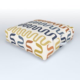 Abstract Shapes 233 in Boho Yellow Navy Blue Orange Gold (Snake Pattern Abstraction) Outdoor Floor Cushion