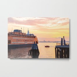 Staten Island Ferry Morning Metal Print | Statenisland, Photo, Sunrise, Liferaft, Orande, Lifeboat, Nyc, Newyorkharbor, Newyorkcity, Clouds 