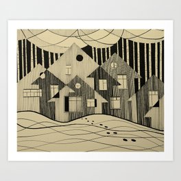 Village, houses, countryside Art Print