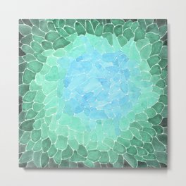 Abstract Sea Glass Metal Print | Pop Art, Green, Watercolor, Pattern, Pillow, Ocean, Wallart, Rocks, Bue, Gradient 