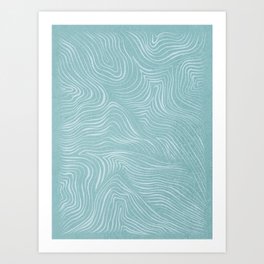 Sea line-art pattern 1. Teal Art Print