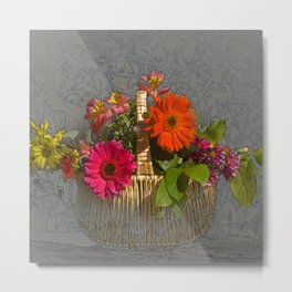 Flower Basket Still Life Metal Print