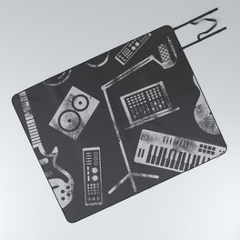 Music production illustration pattern Picnic Blanket