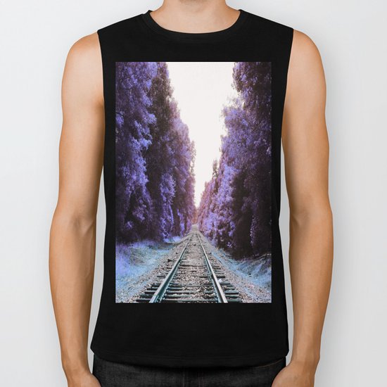 Train Tracks : Violet Blue Dreams Biker Tank