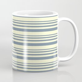 [ Thumbnail: Light Slate Gray & Light Yellow Colored Lined Pattern Coffee Mug ]