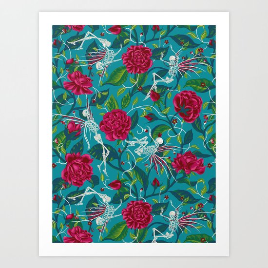 Death of Summer (carmine and blue) Art Print