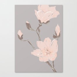 Magnolia flower Japanese minimalism style artwork in retro colors gray Canvas Print