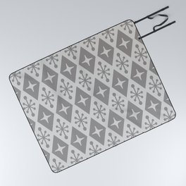 Mid Century Modern Atomic Triangle Pattern 710 Gray Picnic Blanket