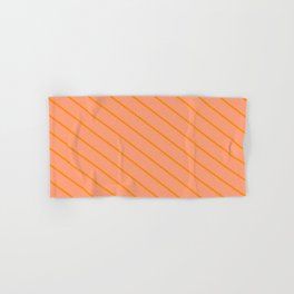 [ Thumbnail: Dark Orange & Light Salmon Colored Striped/Lined Pattern Hand & Bath Towel ]