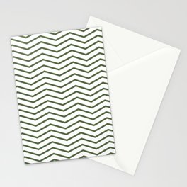 Dark green zig zag lines Stationery Card