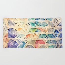 Abstract Colorful Watercolor Pattern Beach Towel
