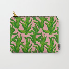 Aloe Vera - green and pink Carry-All Pouch | Nature, Botanical, Flowers, Floral, Pinkandgreen, Garden, Aloevera, Painting, Foliage, Pattern 