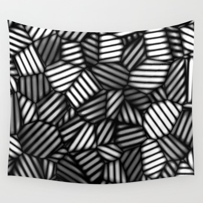 Grayscale Leaves Pattern Wall Tapestry