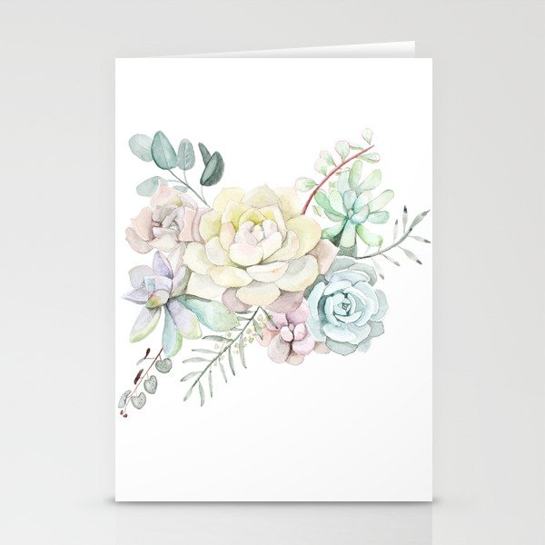 Succulent Arrangement Watercolor Stationery Cards