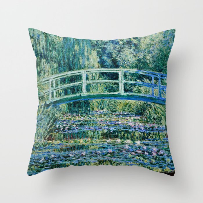 Claude Monet - Water Lilies And Japanese Bridge Throw Pillow