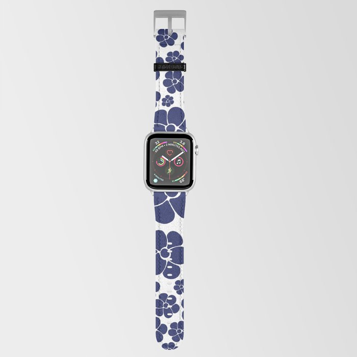 Flower Pattern - Blue and White Apple Watch Band