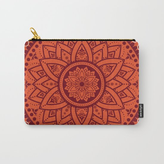 Cinnamon Spice Circle Flower Mandala Carry-All Pouch