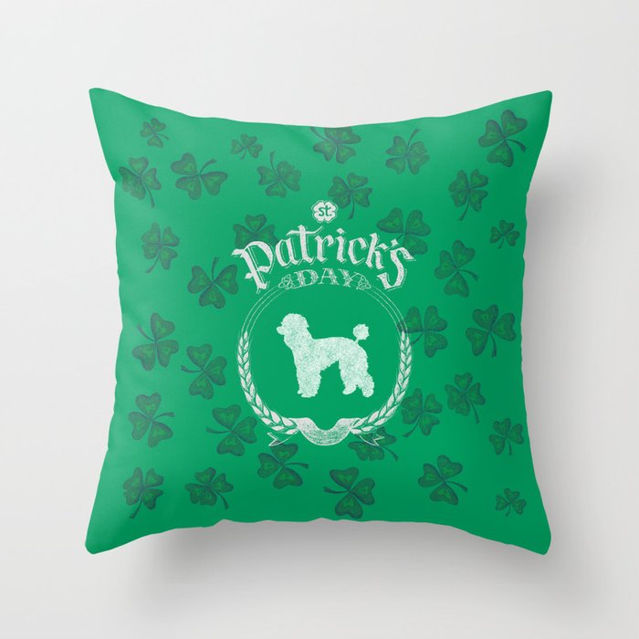St. Patrick's Day Poodle  Funny Gifts for Dog Lovers Throw Pillow