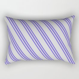 [ Thumbnail: Slate Blue and Light Gray Colored Lined Pattern Rectangular Pillow ]