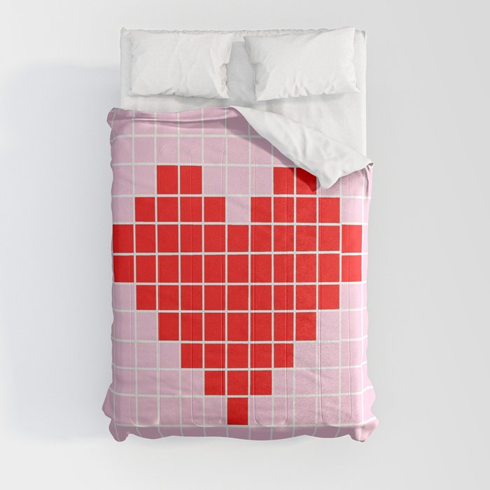 Heart and love 42 - version pixel art Comforter
