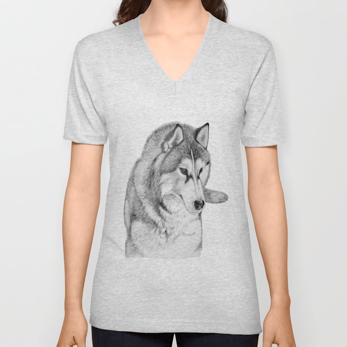 Siberian  Husky V Neck T Shirt