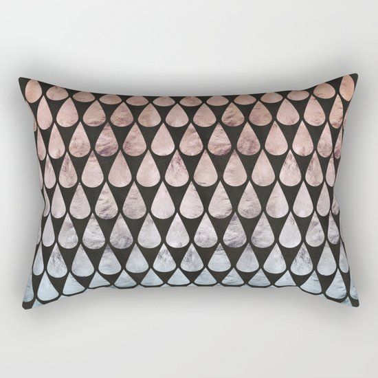 Iridescent raindrops rainbow black gradient Rectangular Pillow