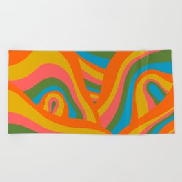 Retro 70s Psychedelic Abstract Pattern Beach Towel
