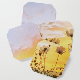 fuuny vintage Flower art deesign Evening flowering plant with sunset Coaster