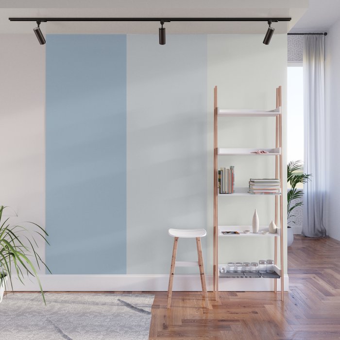  Baby blue cream solid color stripes pattern Wall Mural