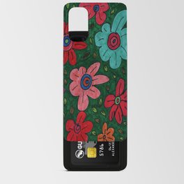 Abstract Multi-coloured Flowers Floating in Green  Android Card Case
