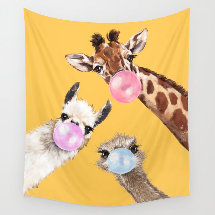 Bubble Gum Gang in Yellow Wall Tapestry