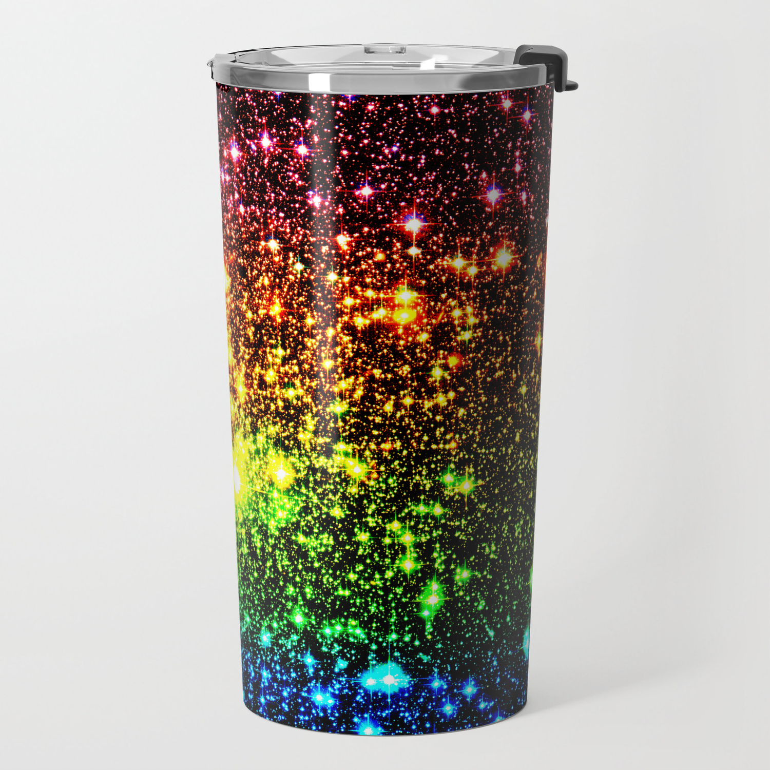 Rainbow Sparkle Galaxy Stars Travel Mug By Vintageby2sweet Society6