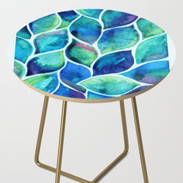 Blue-green Watercolor Leaves Side Table
