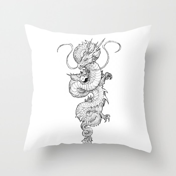 chinese dragon tattoo japanese dragon drawing dragon ink dragon Throw Pillow