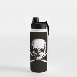 Skull and Crossbones | Jolly Roger | Pirate Flag | Black and White | Water Bottle