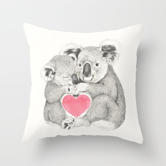 Koalas love hugs Throw Pillow