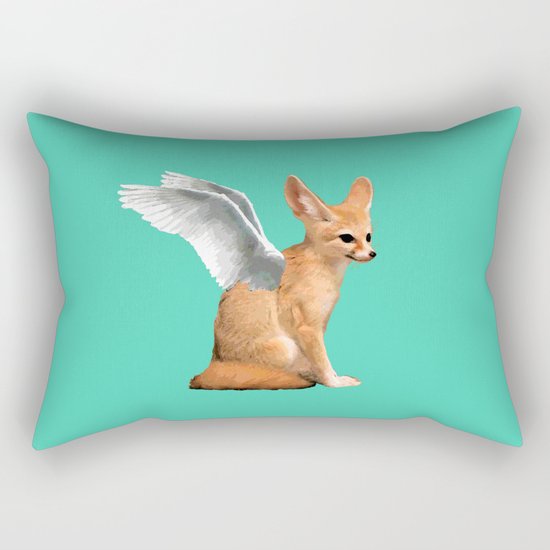 Winged Fennec Fox Rectangular Pillow